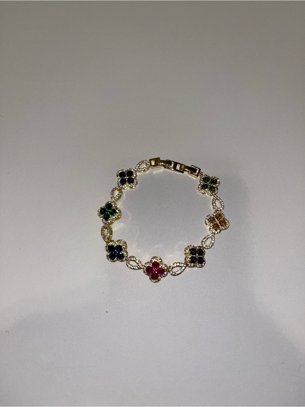 Gold-Tone Multi-Color Clover Bracelet - Women's Jewelry